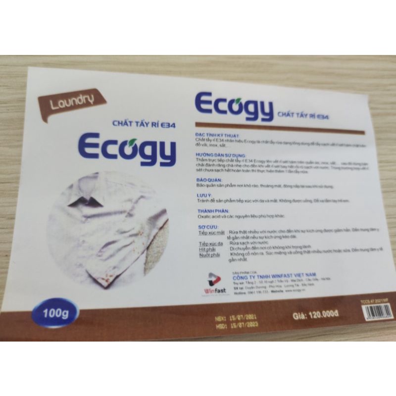 Dung dịch tẩy rỉ Ecogy 100ml  chuyên dụng tẩy sạch vết rỉ sét bám chặt trên đồ vải, inox, sắt, vỏ máy giặt...