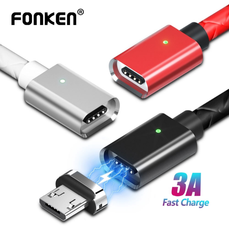 Cáp Fonken Micro Usb Từ Tính 3a Sạc Nhanh 3.0 Dài 1m 2m Cho Điện Thoại Di Động Android Hỗ Trợ Đồng Bộ Hóa Dữ Liệu