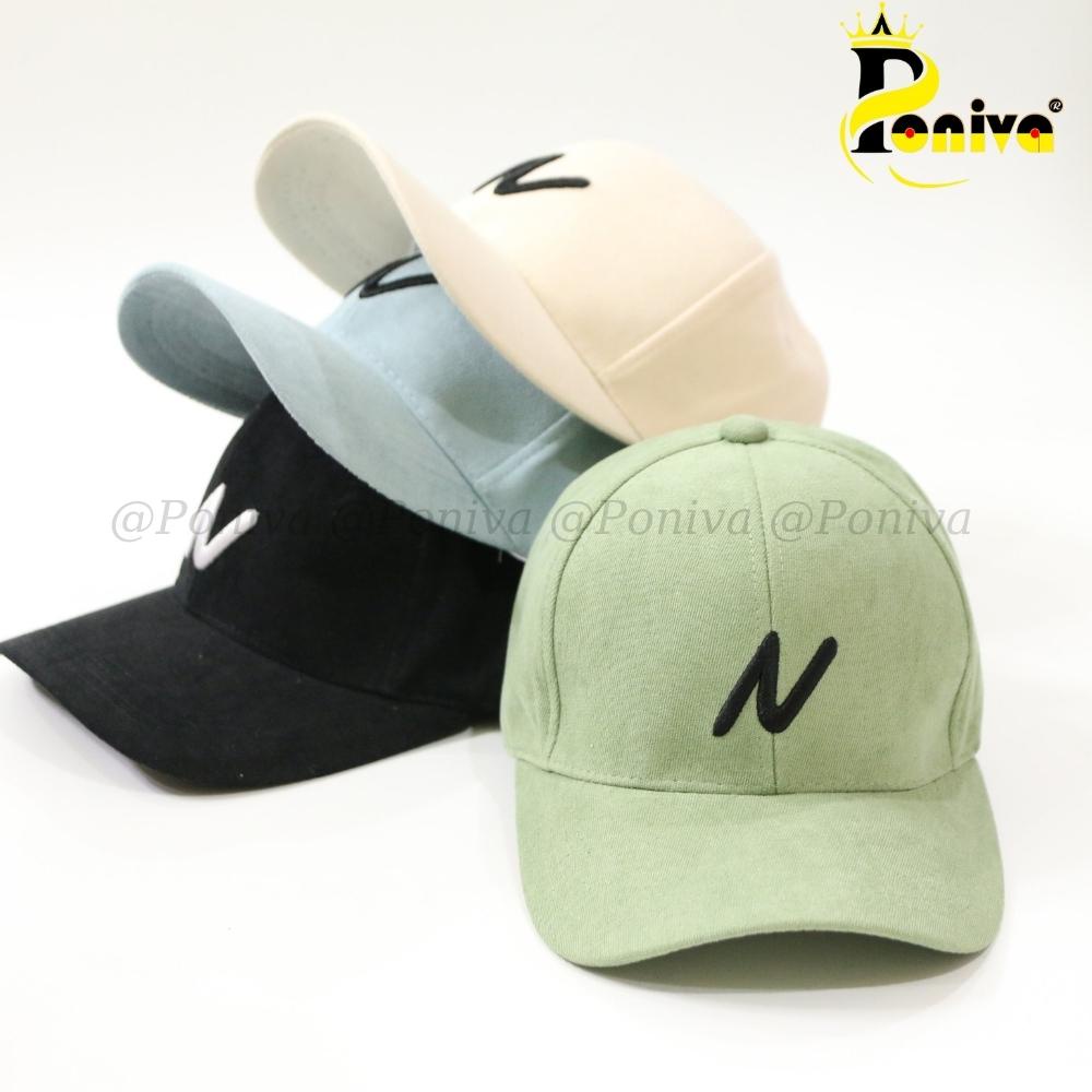 Mũ lưỡi trai ❤️ Nón kết thêu chữ N chất nhung mịn form unisex LaMin5 phong cách Ulzzang Thời trang PONIVA siêu hot
