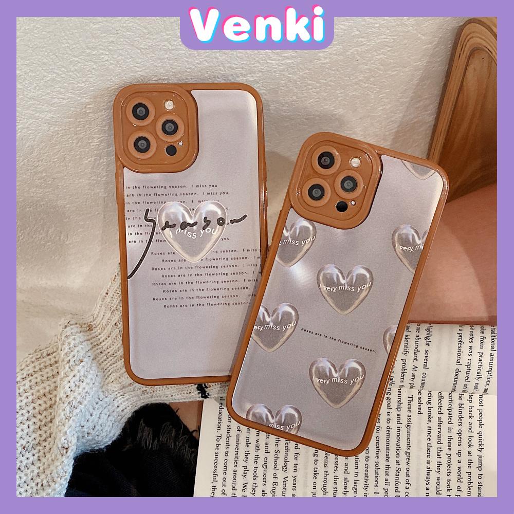 Ốp điện thoại viền silicon nâu hình trái tim thích hợp cho iPhone 13ProMax 12ProMax 11 Pro Max 7 Plus XR XS MAX 11