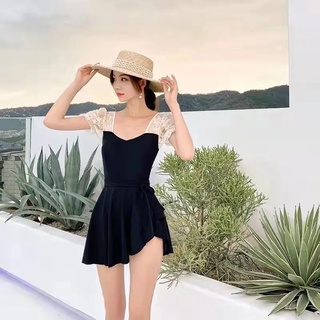 BIKINI cộc tay phối ren sang chảnh, tiểu thư, kèm chân váy quấn