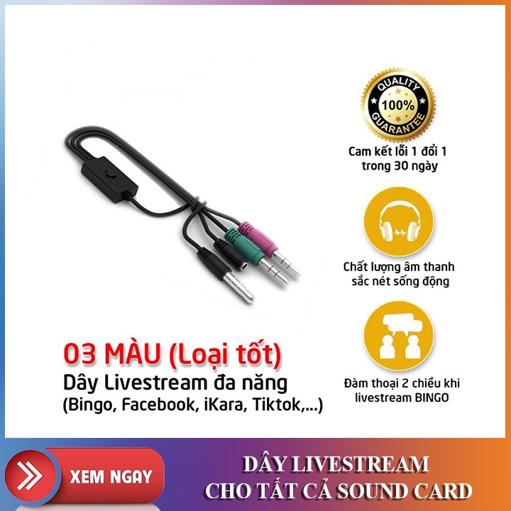 Dây live stream 3 màu, Ma1 cho sound card chính hãng có hộp 2906linh