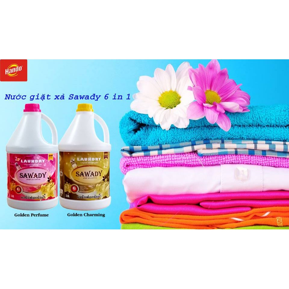 [HN - Freeship][Siêu thơm - Hương nước hoa] Nước Giặt Xả 6 In 1 Sawady Thái Lan 3,8L (Nhập khẩu và phân phối bởi Hando)