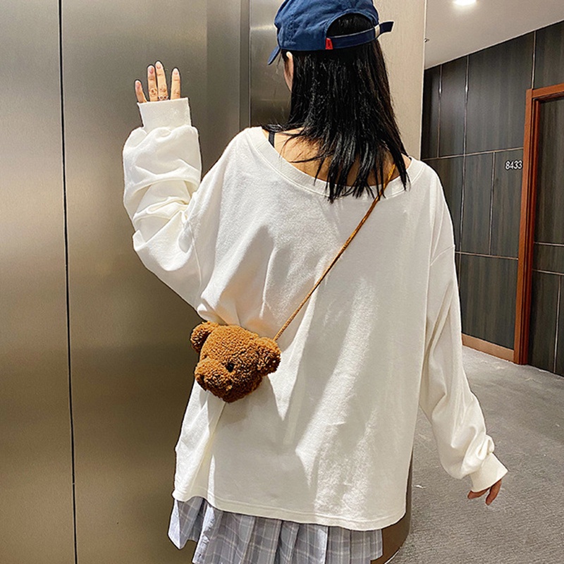 Túi đeo chéo IELGY mini hình gấu bông dễ thương dành cho nữ