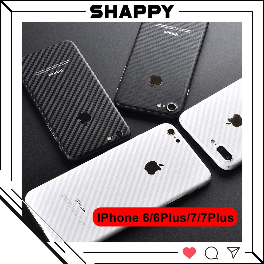 [MUA 1 TẶNG 1] Skin Dán Cacbon Trắng Đen Full Viền IPhone 6/6P/7/7P [Shappy Shop]