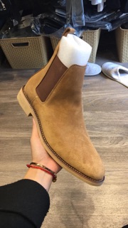 Giày chelsea boot da lộn nâu 2021