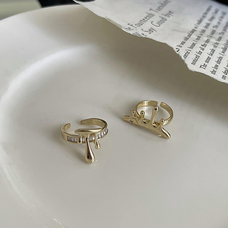 Nhẫn Hở Đính Đá Zircon Phong Cách Harajuku Thời Trang