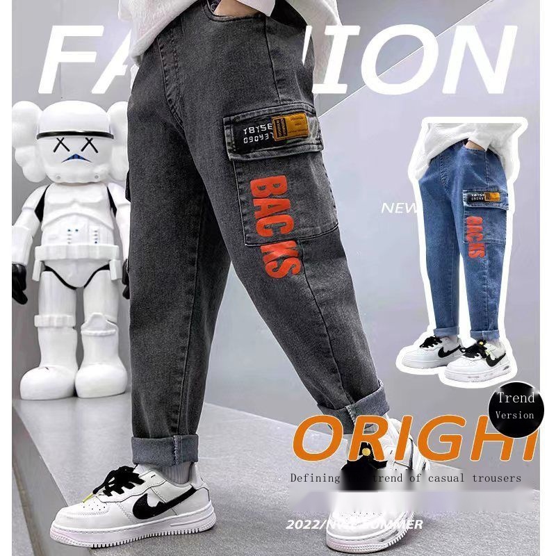 Quần Jeans Dài Ống Đứng Thời Trang Xuân Thu Cho Bé Trai