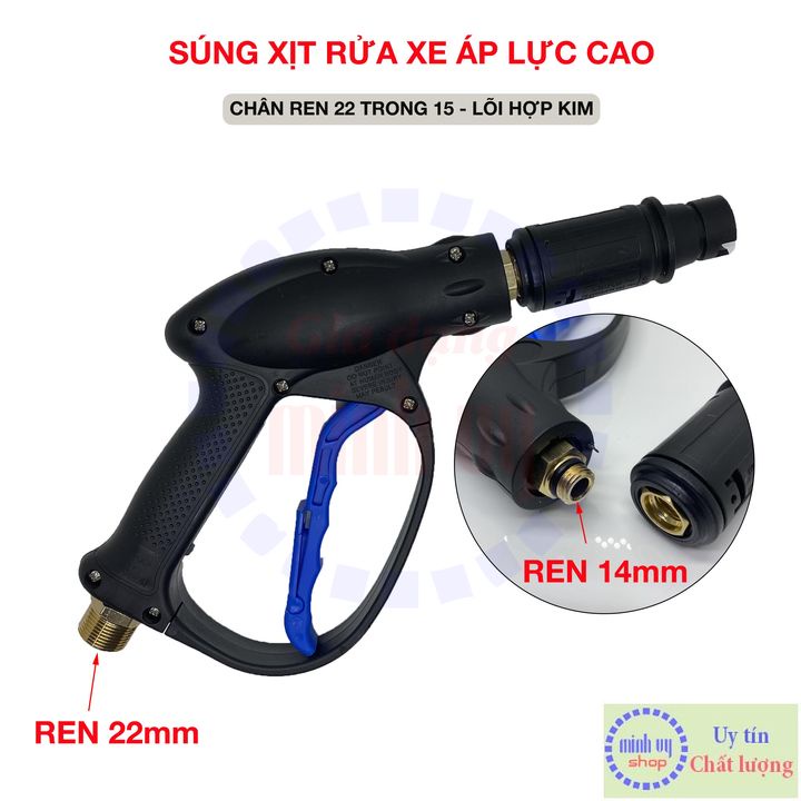 Súng xịt rửa xe cao áp chỉnh tia ren 22mm cho máy rửa xe gia đình,máy rửa xe mini