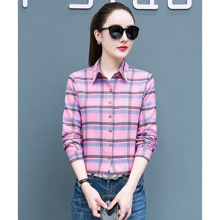 Sơ mi nữ,áo sơ mi nữ hoạ tiết caro Sm22