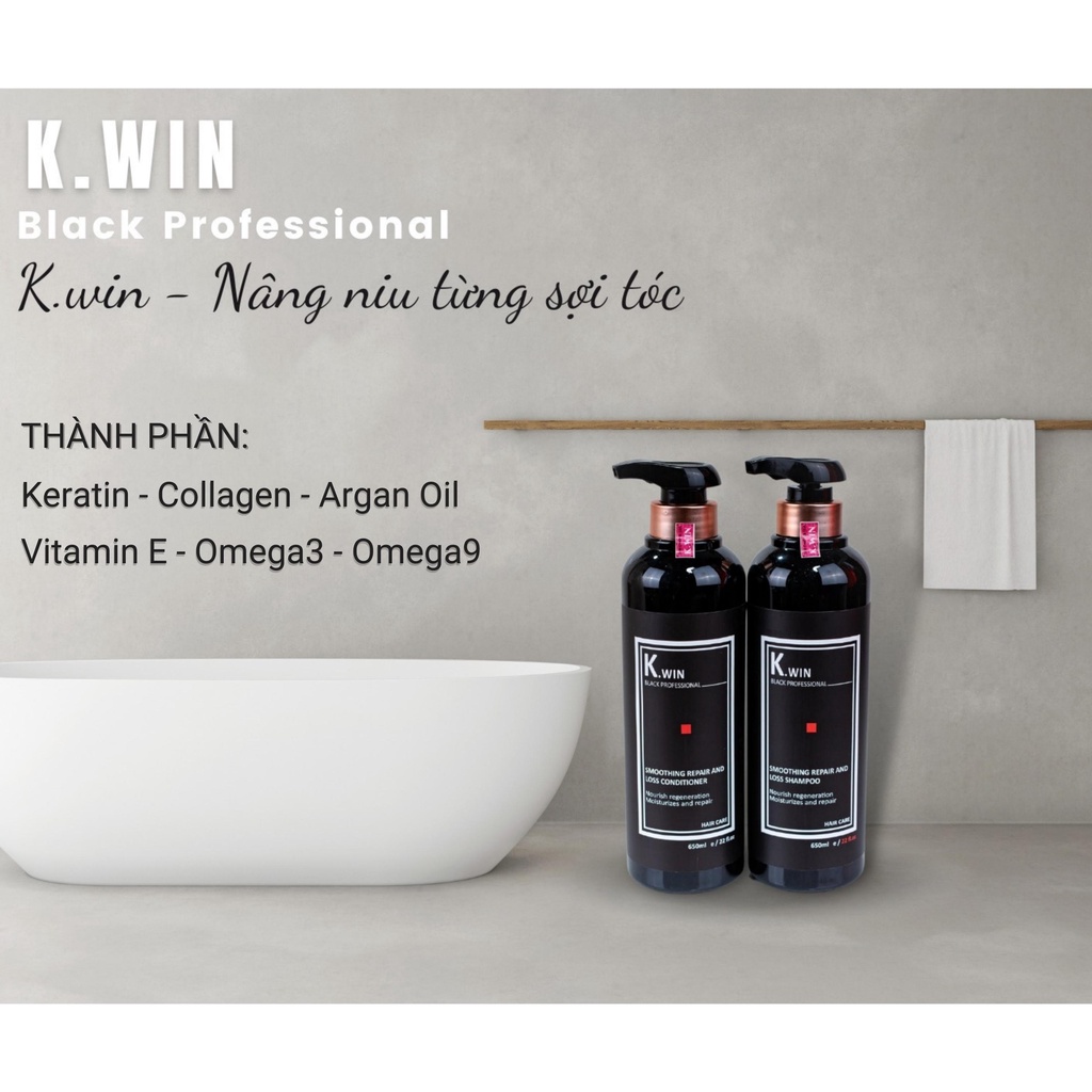 Dầu gội cặp Kwin dầu gội xả cặp hương nước hoa siêu mềm mượt Luxury Smoothing Repair and Loss 1000ml