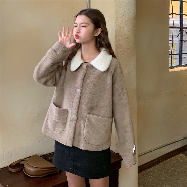 ❄❄Áo Khoác Bông Ấm Áp Phiên Bản Hàn Quốc 2 Màu Tương Phản Phong Cách Của Tiểu Thư❄❄