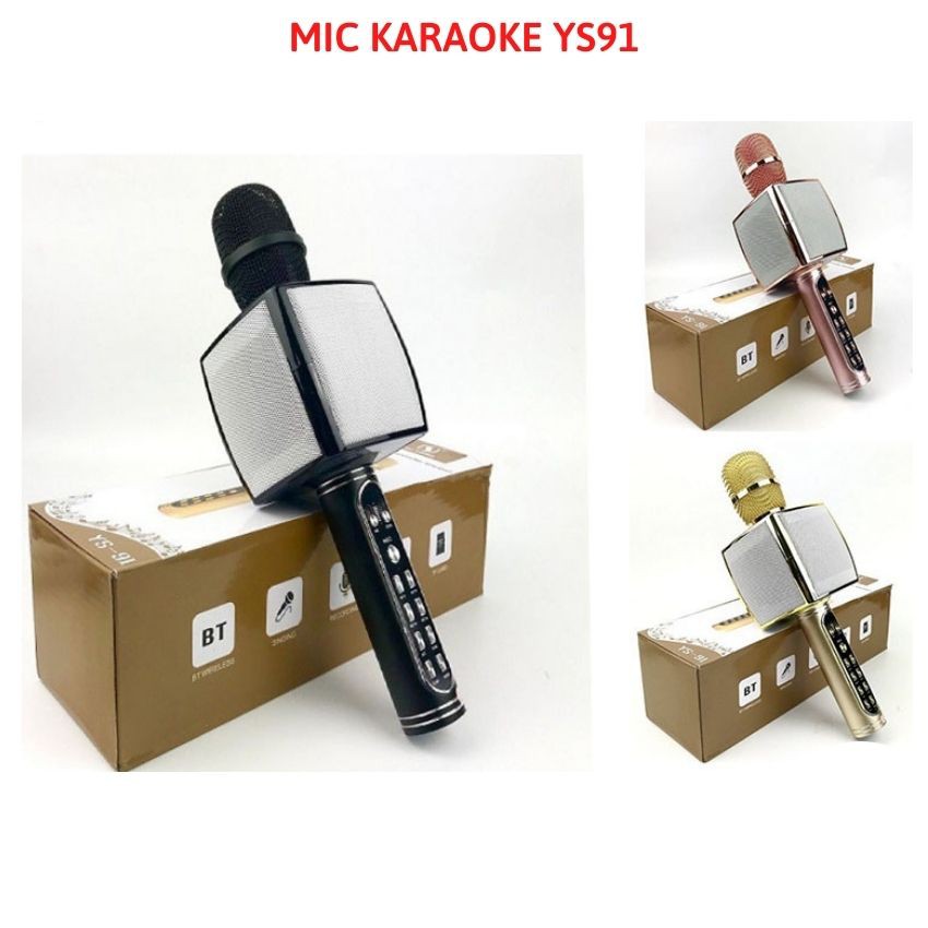 Micro Karaoke Không Dây YS-91 Cao Cấp, Mic hát karaoke bluetooth hỗ trợ ghi âm thẻ nhớ, Tamina