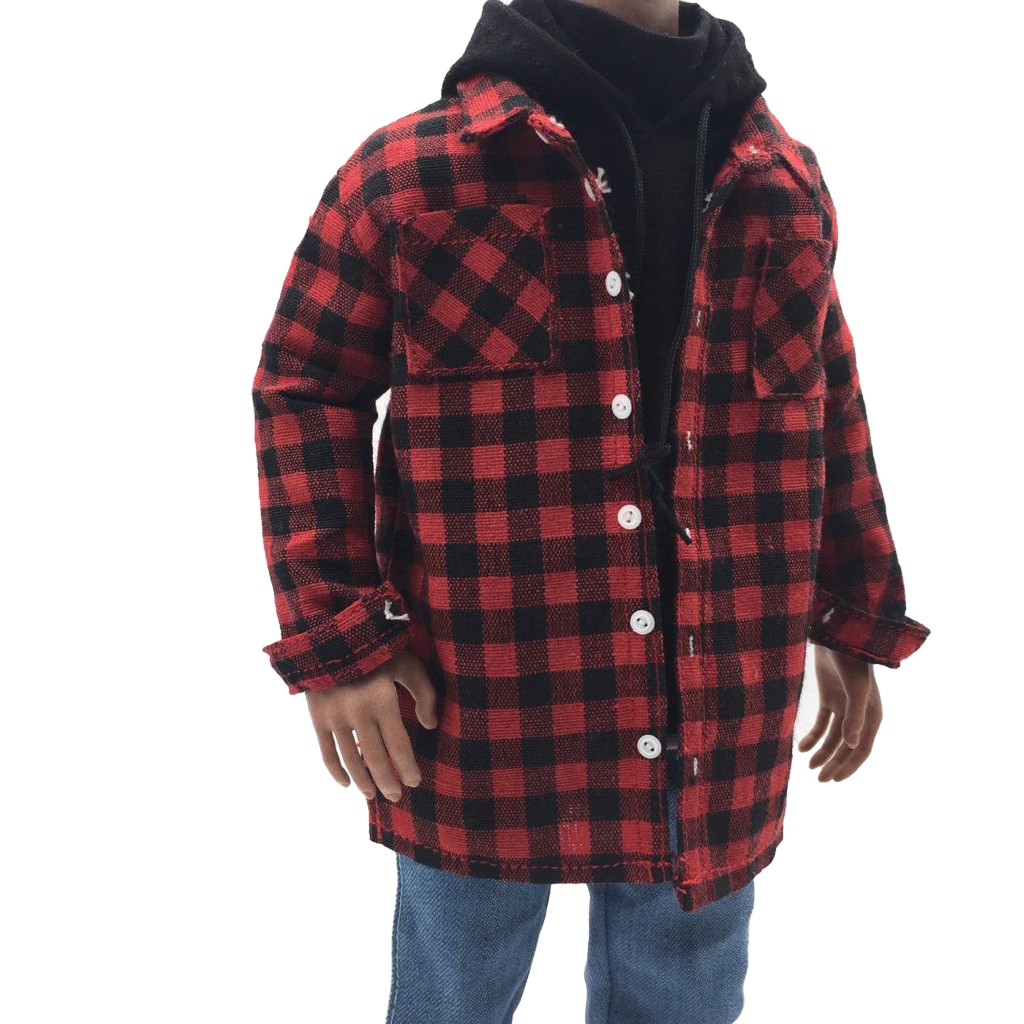 Áo khoác sọc ca rô đỏ 1 / 6 cho búp bê 12 inch