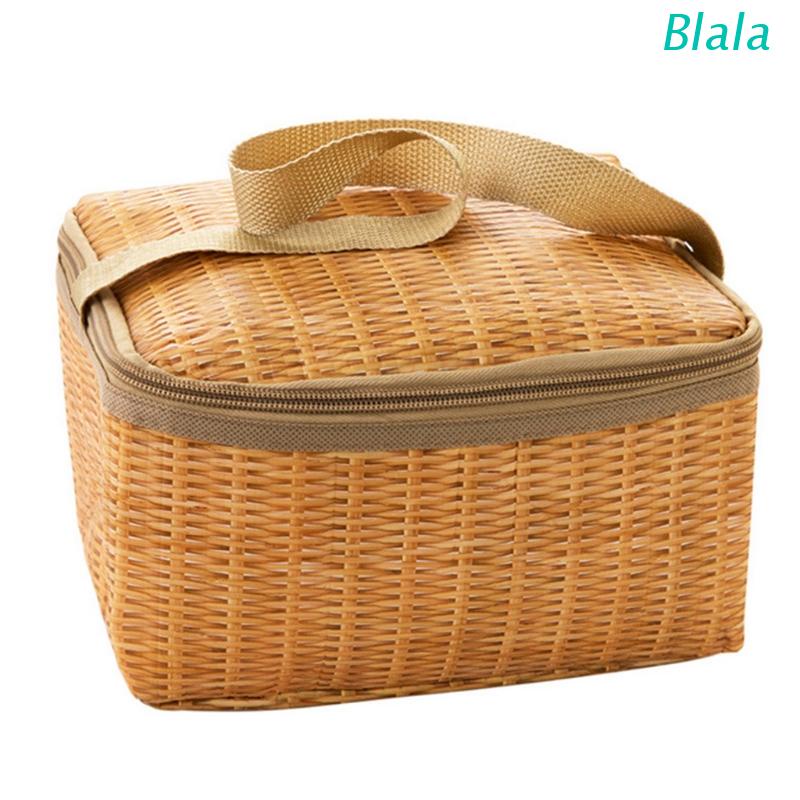 Túi Giữ Nhiệt Đựng Hộp Cơm Trưa Thiết Kế Đan Mây Dày Dặn Cỡ Lớn Tiện Dụng