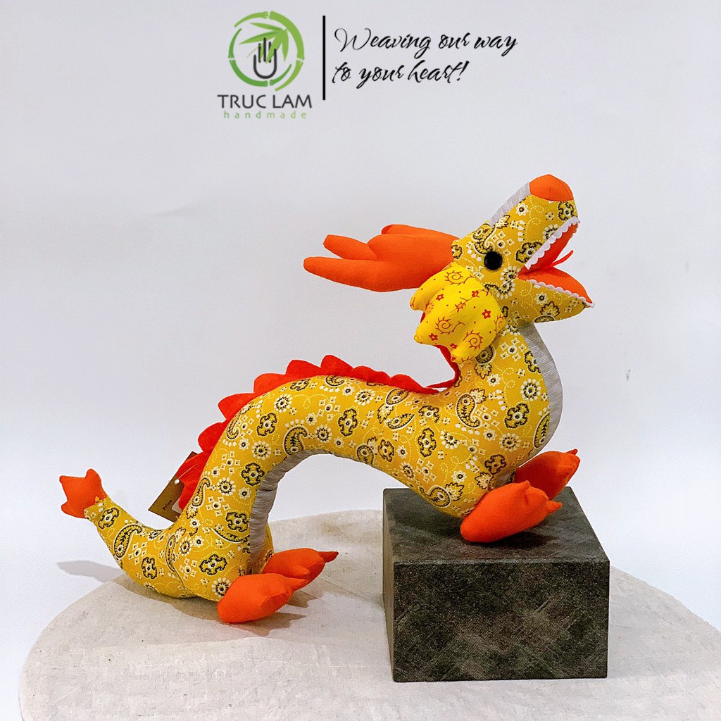 Đồ Chơi Cho Bé Thú Nhồi Bông Hình Con Rồng Mặt Cười Vải Hoa Bông Gòn Cao Cấp - Trúc Lâm Handmade