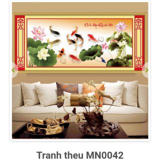 Tranh thêu chữ thập thêu kín cửu ngư quần hội mn0042 (186*79) mn0041(218*98)