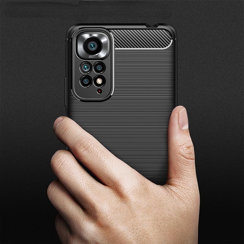 Ốp Điện Thoại Silicon Họa Tiết Sợi Carbon Chống Rơi Cho Xiaomi Redmi Note 11 11s 10 10s 9 9T 9s 8 Pro Max