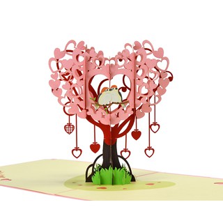 Thiệp 3d handmade love tree card thiệp popup cây tình yêu love card thiệp nổi hmg - lo114, size 15x15cm