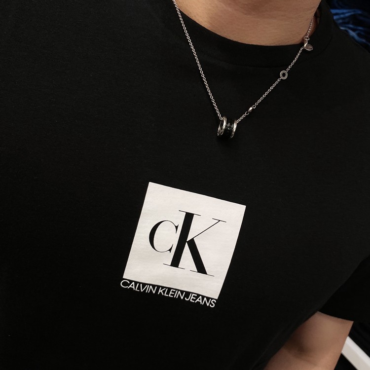 Calvin Klein / CK Men's Pure Color Letter A simple round neck T-shirt with short sleeves