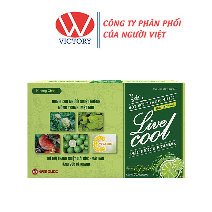 Bột Sủi Thanh Nhiệt Hương Chanh Live Cool (Hộp 10 gói) - Làm Từ Các Loại Thảo Dược & Vitamin C - Victory Pharmacy