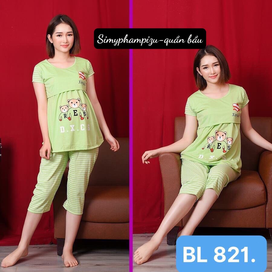 Bộ đồ bầu và sau sinh NGỐ LỬNG chất coton màu sắc tươi trẻ BL821
