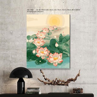 Tranh sơn dầu số hóa Hoa Sen - Tranh số hóa tự tô Mã H062