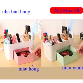 Kệ mỹ phẩm mini có khay và nhiều ngăn thiết kế thông minh kích thước 22.8x12x12.5cm chất liệu nhựa dễ dàng vệ sinh