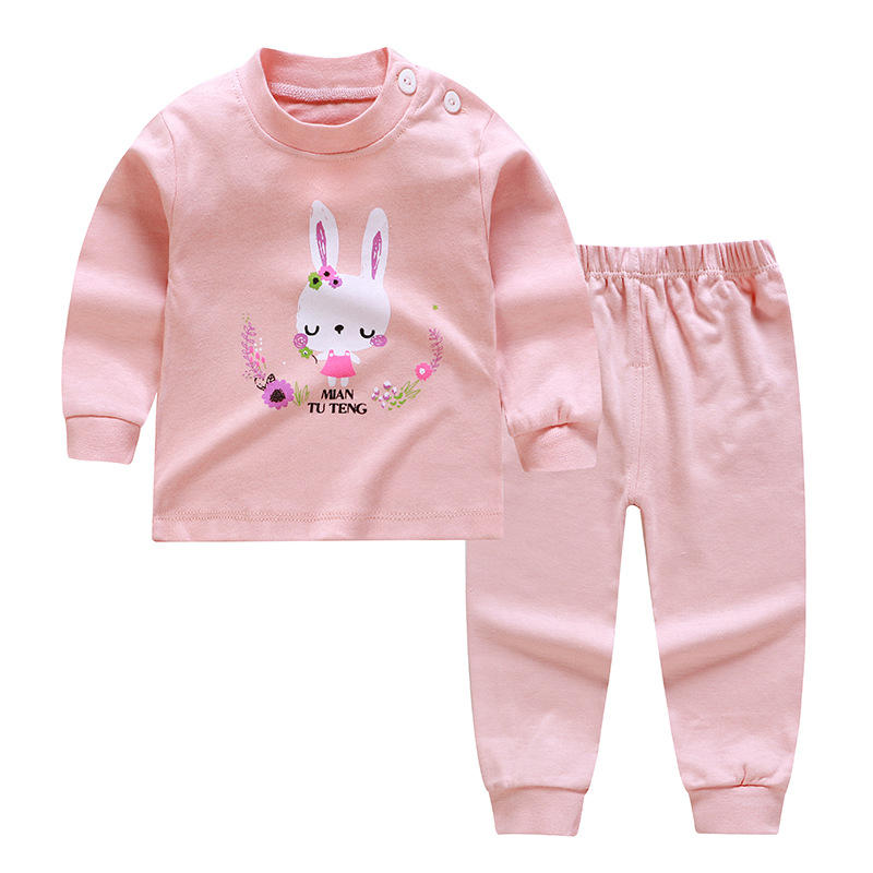 Cartoon Cotton Girl Underwear and pyjamas Baby Clothing Set Đồ Ngủ 2 Món Bằng Cotton Cho Bé Gái 1-6 Tuổi