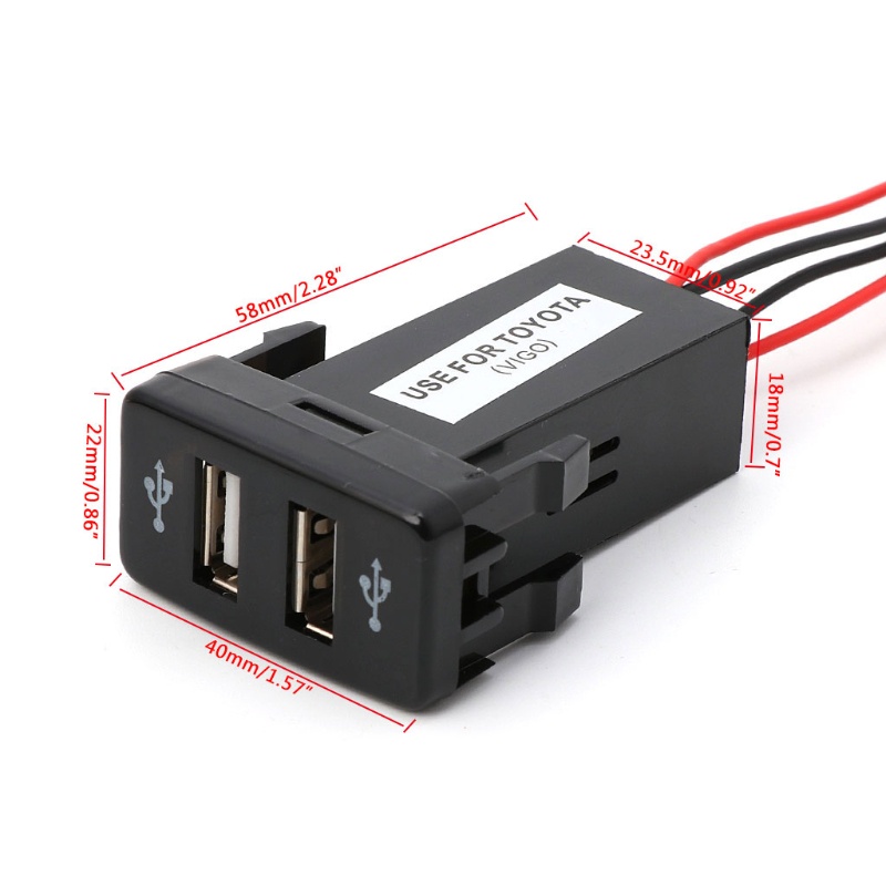 Tẩu Sạc 2 Cổng USB 12V 2 1A Chuyên Dụng Cho Đèn LED Xe Hơi Toyota