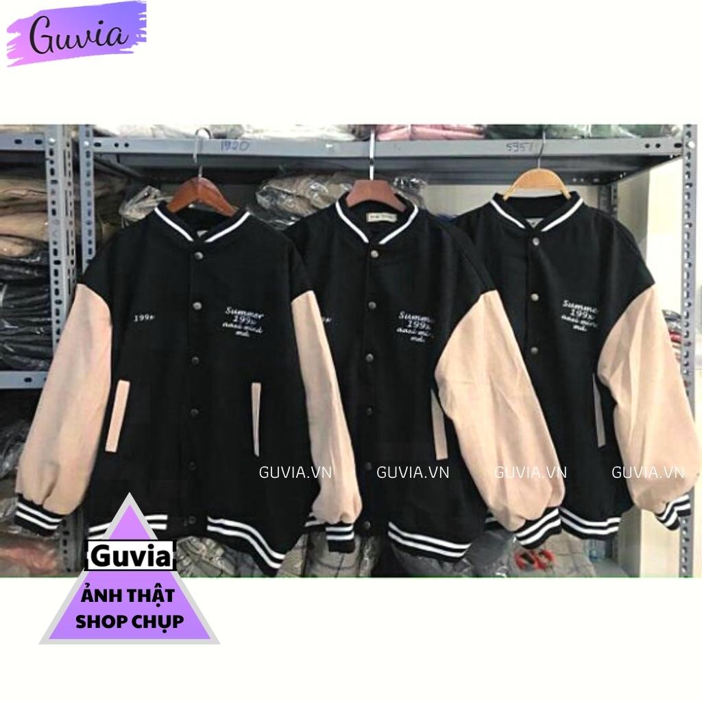 Áo Bomber nỉ 199X Ulzzang form rộng Unisex áo khoác nỉ bông Guvia