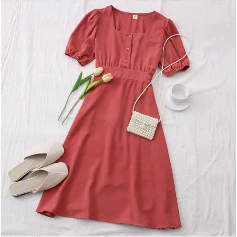 Đầm body cổ vuông tay phồng | BigBuy360 - bigbuy360.vn