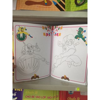 Sách - Tô màu siêu nhân (4 quyển) + bán kèm sáp màu