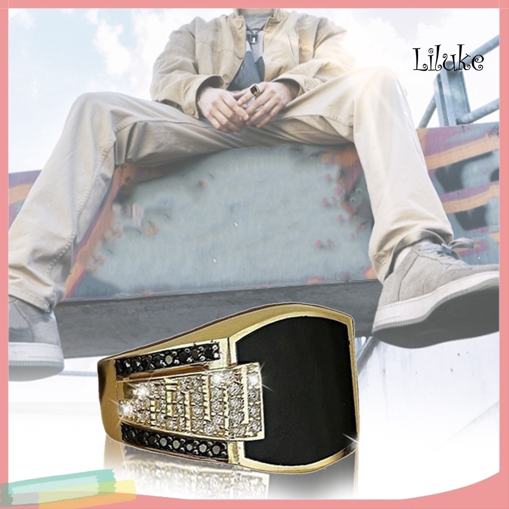 Nhẫn Hợp Kim Đính Đá Màu Đen Sang Trọng Thời Trang Cho Nữ