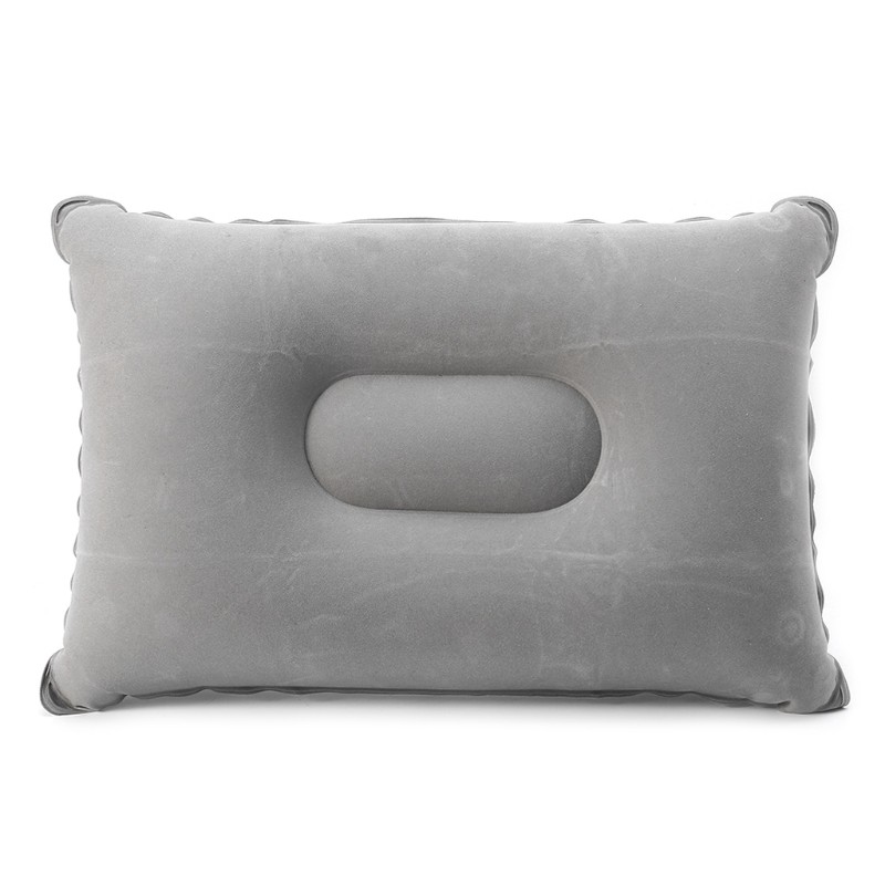 Folding Flocking Air Inflatable Pillow Camping Travel Airplane Sleep Cushion Pad