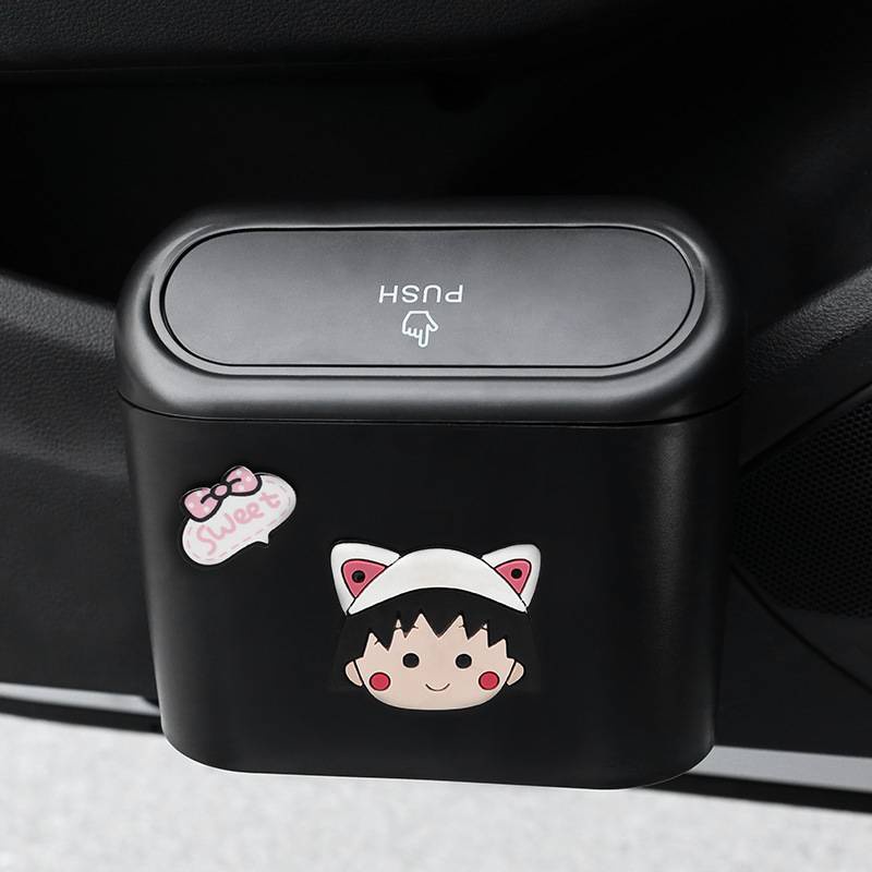 Thùng rác mini gắn cửa xe hơi hoạ tiết hoạt hình xinh xắn