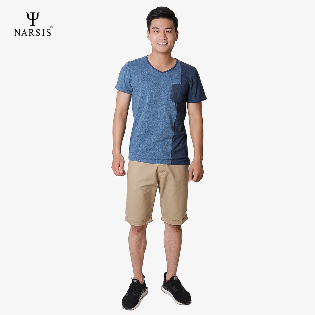 Áo thun nam cổ tim Narsis D8052 màu xanh