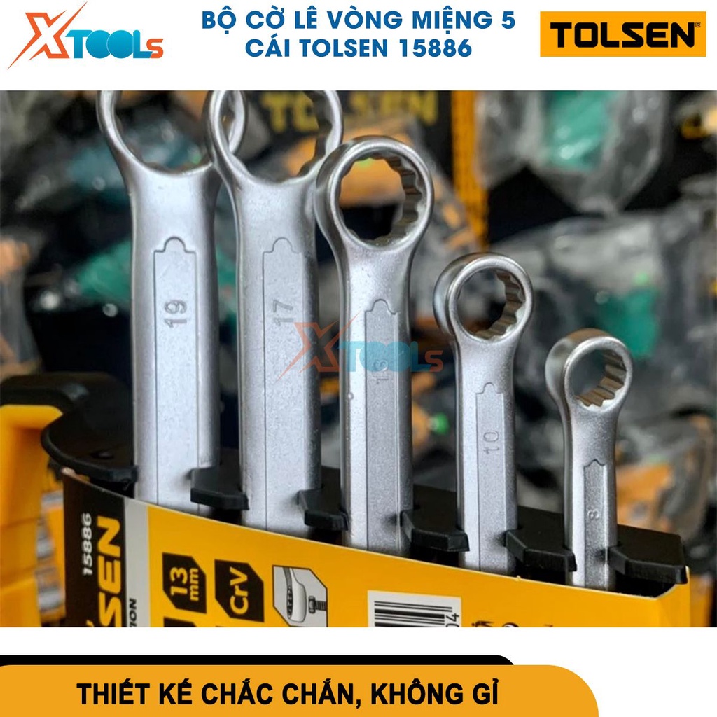 Bộ cờ lê vòng miệng TOLSEN, sử dụng chất liệu thép CR-V, giữ và xoay các đai ốc, bu lông, chốt [CHÍNH HÃNG][XTOOLS]