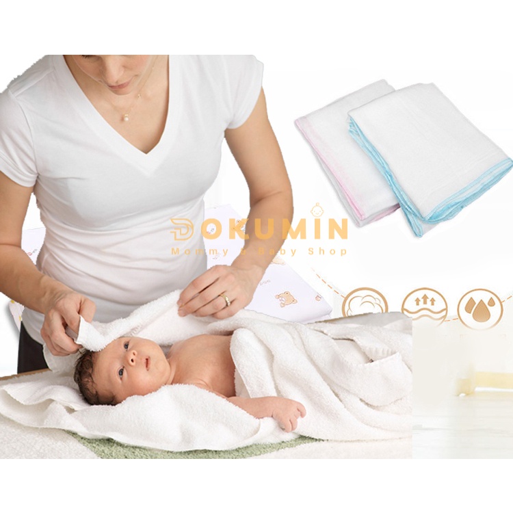 Khăn tắm cho bé vải xô Kiba 4 lớp 6 lớp cotton siêu thấm mềm mịn an toàn cho bé sơ sinh DOKUMIN KTKB1218