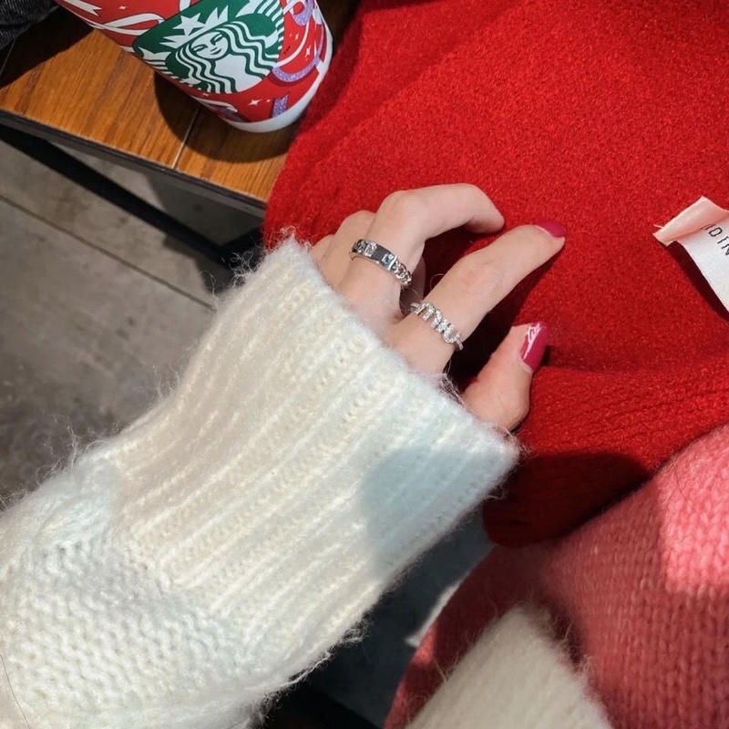 Nhẫn Đính Đá Màu Bạc Dễ Thương Dành Cho Cặp Đôi