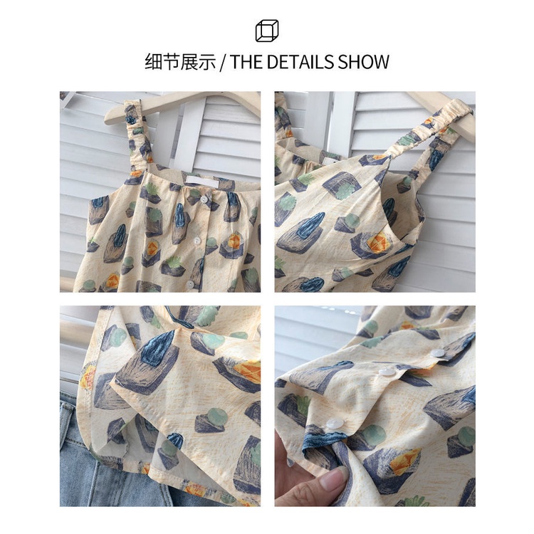 Áo Hai Dây In Họa Tiết Thời Trang Mùa Hè Hàn Quốc Mới Dễ Phối Đồ Cho Nữ