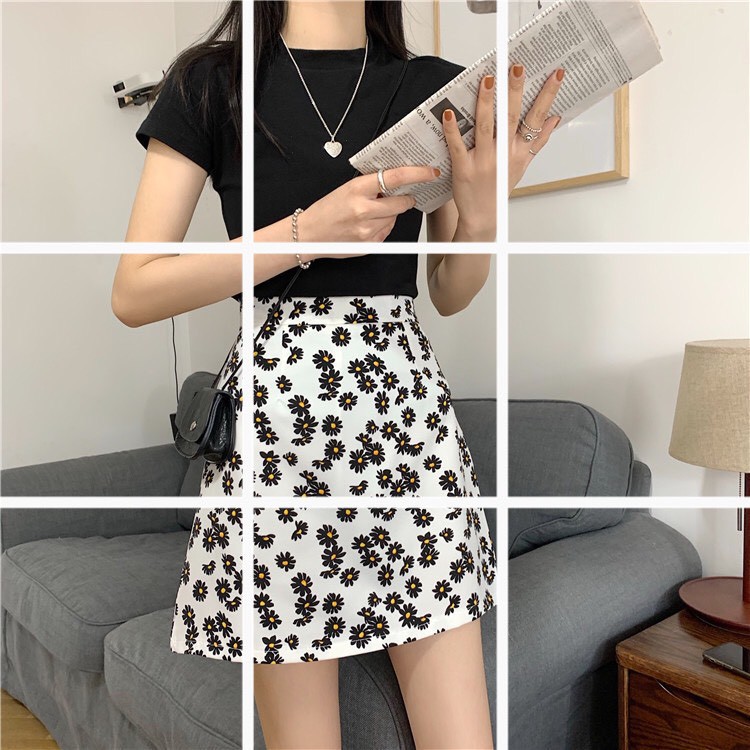 Chân váy chữ A hoa cúc có may kèm quần bên trong | BigBuy360 - bigbuy360.vn