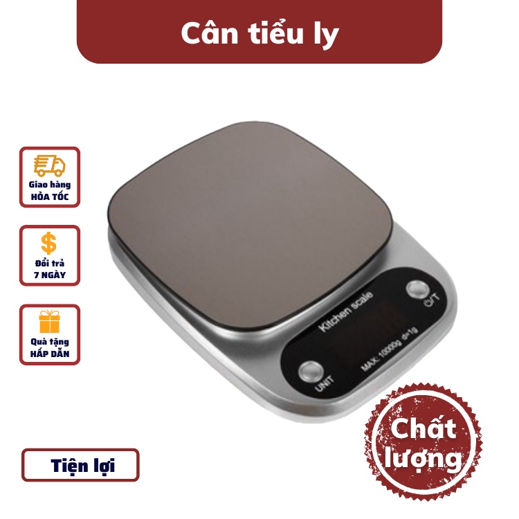 Cân Tiểu Li điện tử nhà bếp kitchen định lượng 0,1-3kg làm bánh cân cao cấp 3kg tặng kèm 2 viên pin AA