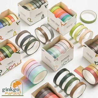 Set 7 cuộn băng dính washi màu trơn