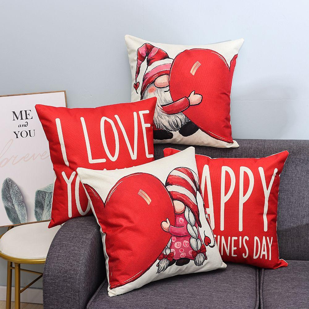 .Vỏ Gối Vuông Họa Tiết Trái Tim Trang Trí Chủ Đề Valentines