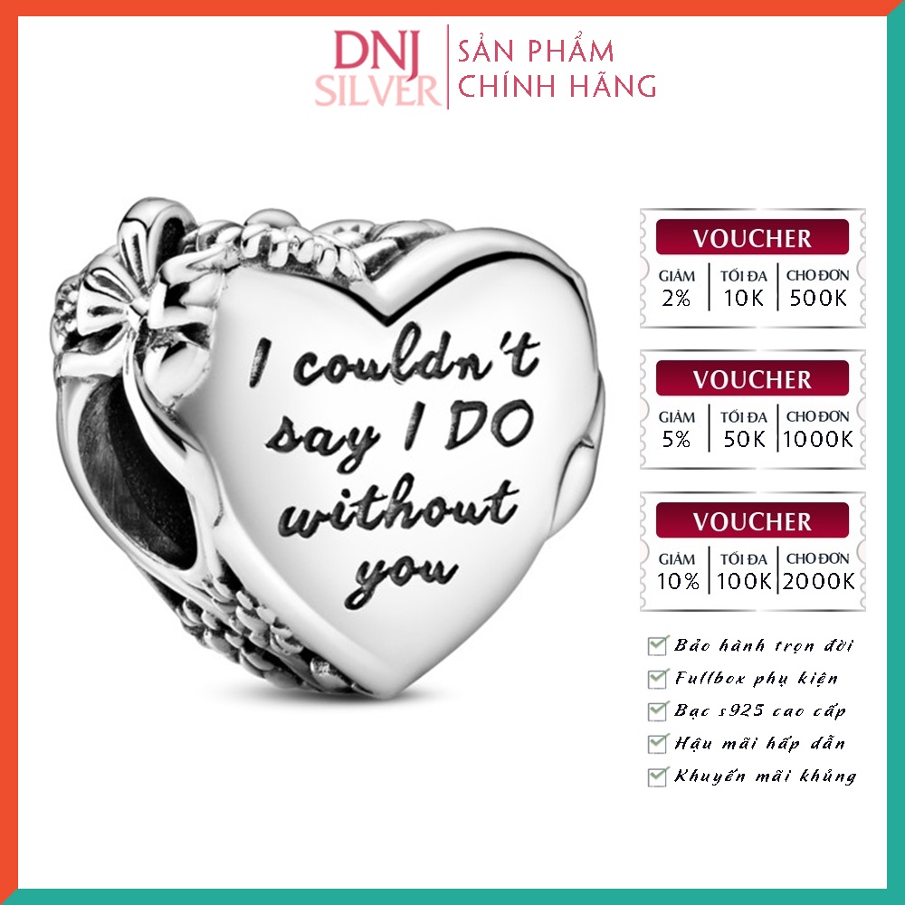 Charm bạc 925 cao cấp, hàng chuẩn bạc - Charm Heart thích hợp để mix vòng tay charm - DN166