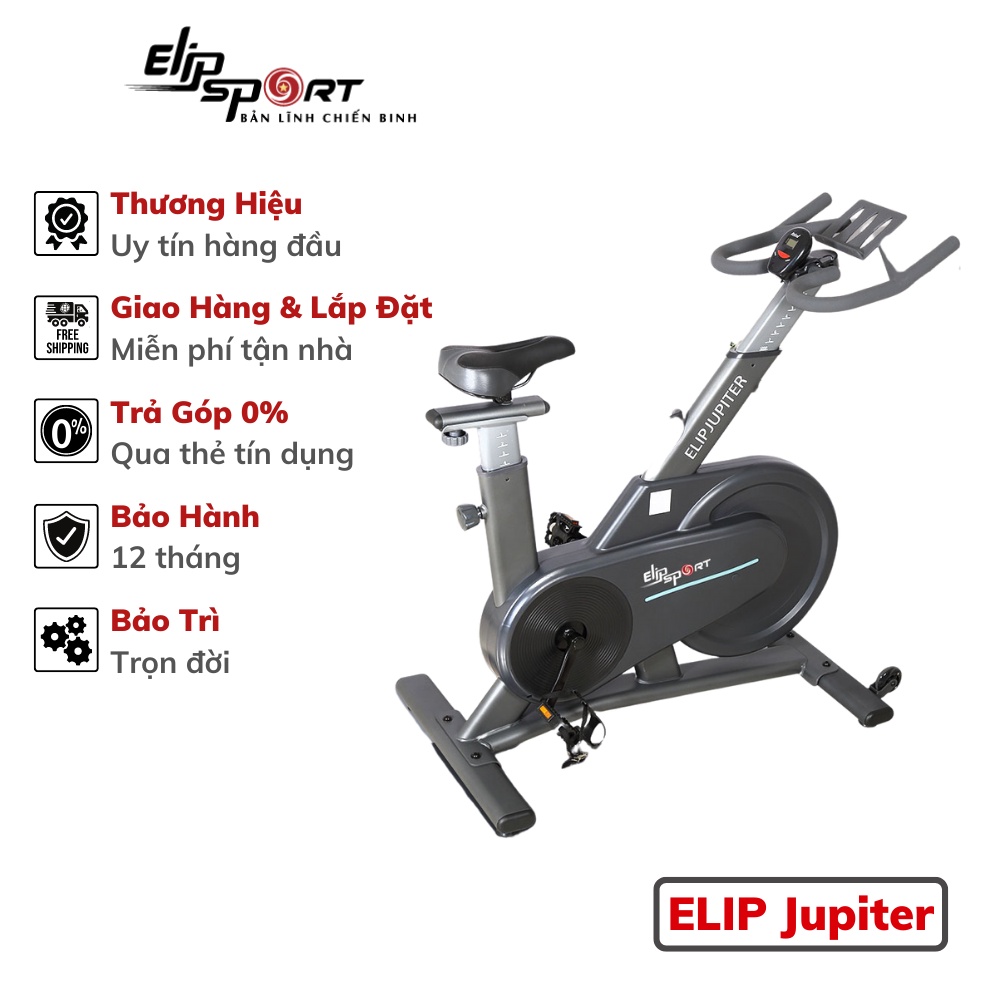 Xe Đạp Tập Thể Dục Tại Nhà ELIP Jupiter - 11 Cấp Độ Điều Chỉnh Yên Xe, Nút Kháng Lực Vô Số Cấp, Bánh Đà Êm Ái