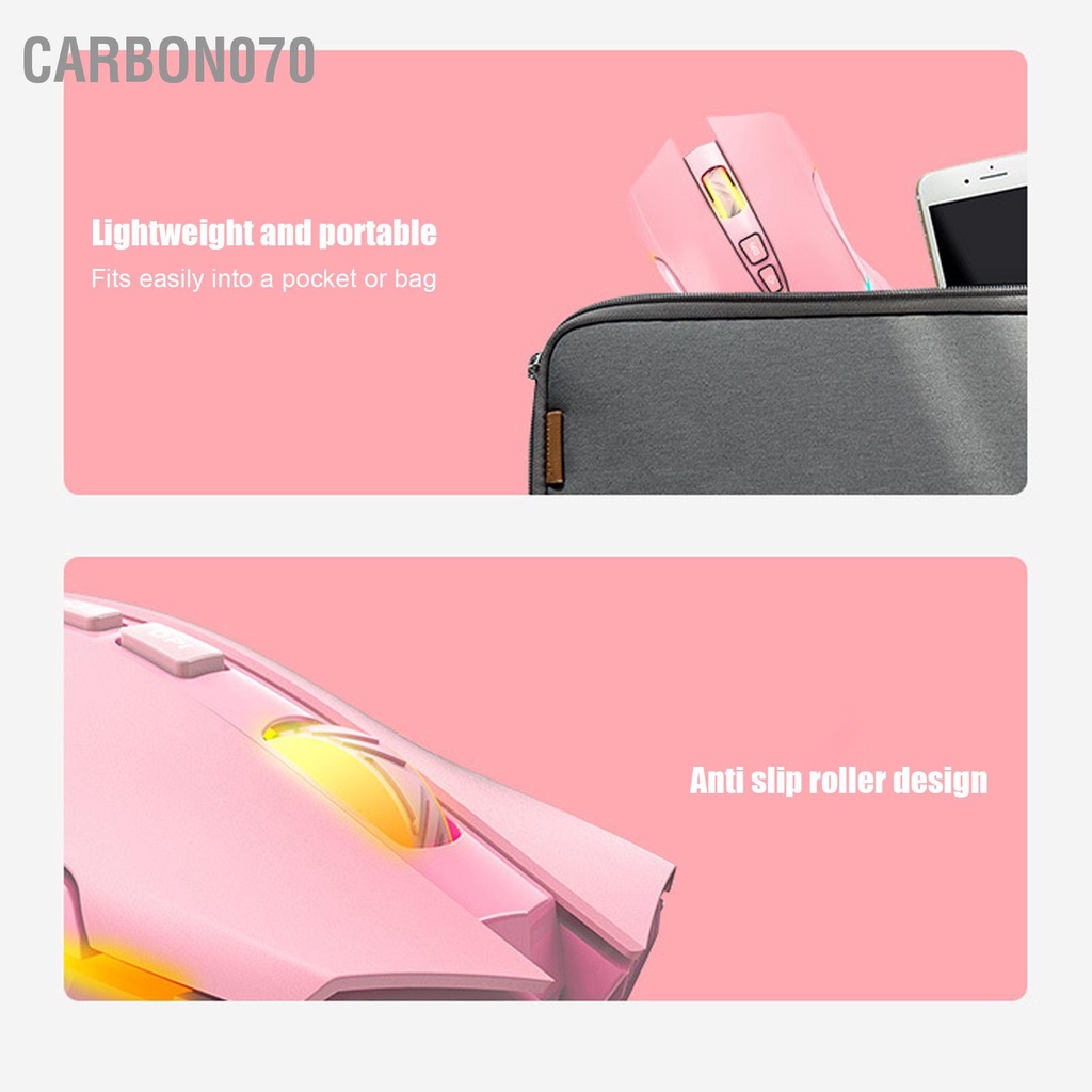 [Hàng HOT] Chuột gaming máy tính không dây 2.4G sạc USB RGB cảm biến quang học chuyên nghiệp【Carbon070】