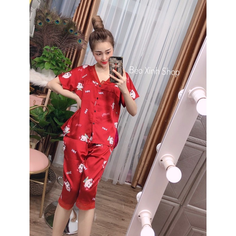 [FREESHIP]Đồ Ngủ Bigsize 50-90kg Lửng cổ tim Cao Cấp Kiểu Dáng Đẹp Vải Satin Lạnh Mặc Cực Thích | BigBuy360 - bigbuy360.vn