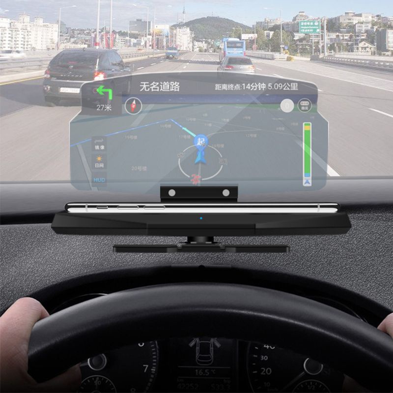 Giá đỡ điện thoại kiêm sạc không dây màn hình hiển thị HUD GPS cho xe hơi